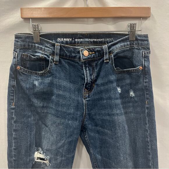 Old Navy Boyfriend Straight Droit Denim Jeans Womens Size 4 Distressed Simple - Picture 2 of 9